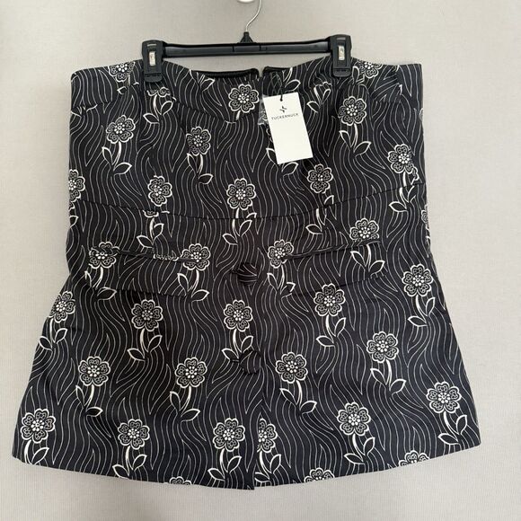 Tuckernuck Strapless Top  XXL 2XL Black Womens Posy Floral Marnie Blouse NWT - Picture 2 of 13